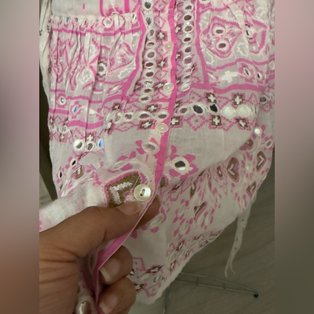 Juliet Dunn White and Pink Embroidered Mini Dress - Picture 8 of 17